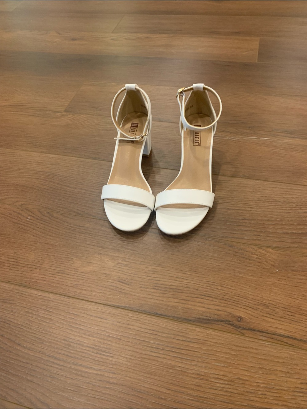 Classic White Ankle-Strap Block Heel Sandals
